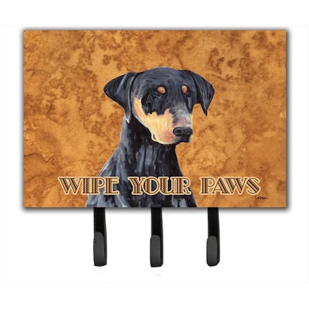 Carolines Treasures 6 x 9 In. Doberman Wipe your Paws Leash or Key Holder SC9126TH68